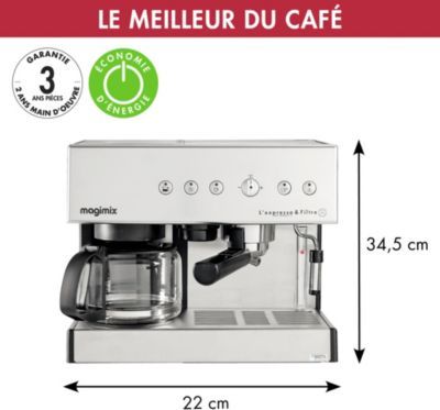 Expresso combiné cafetière MAGIMIX 11423 AUTO CHROME MAT