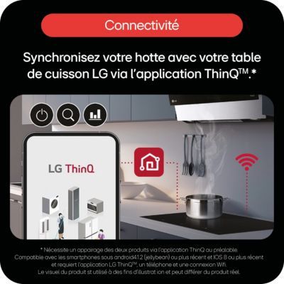 Hotte décorative murale inclinée LG HCEZ2428B ThinQ