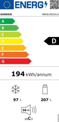 Réfrigérateur combiné GORENJE NRK619D2XL4