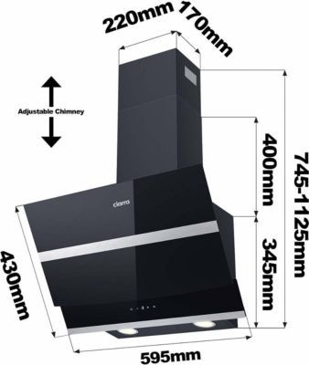 Hotte décorative murale inclinée CIARRA 736NBK60