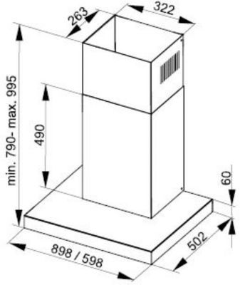 Hotte décorative murale DE DIETRICH DHB4684B MotionControl
